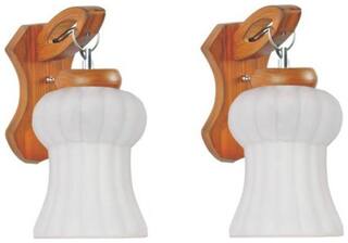 Somil New Sconce Designer Decotative Colorful Glass Wall Lamp Light With Wooden Fitting (Set Of Two)