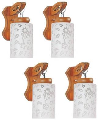 Somil New Sconce Designer Decotative Colorful Glass Wall Lamp Light With Wooden Fitting (Set Of Four)