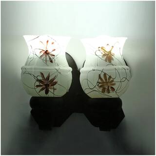 Somil New Stylish Twins Hand Decorative Colorful Glass Wall Lamp Light With Royal Wooden Fitting DN-2wA3