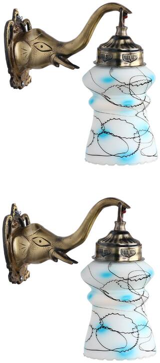 Somil New Stylish Hand Decorative Colorful Glass Wall Lamp Light With Elephant Shape Fitting ( Set Of Two )EW-eL85
