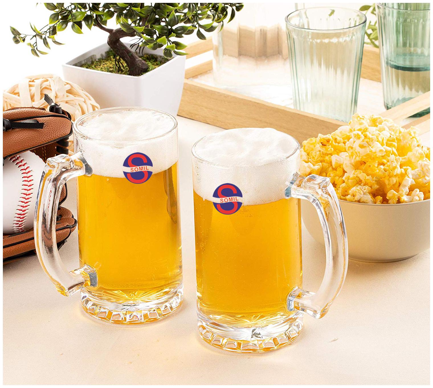 

Somil New Stylish Designer Bear Juice Multipurpose Glass Mug With Easy Grip Handle Transparent Clear Set Of 2