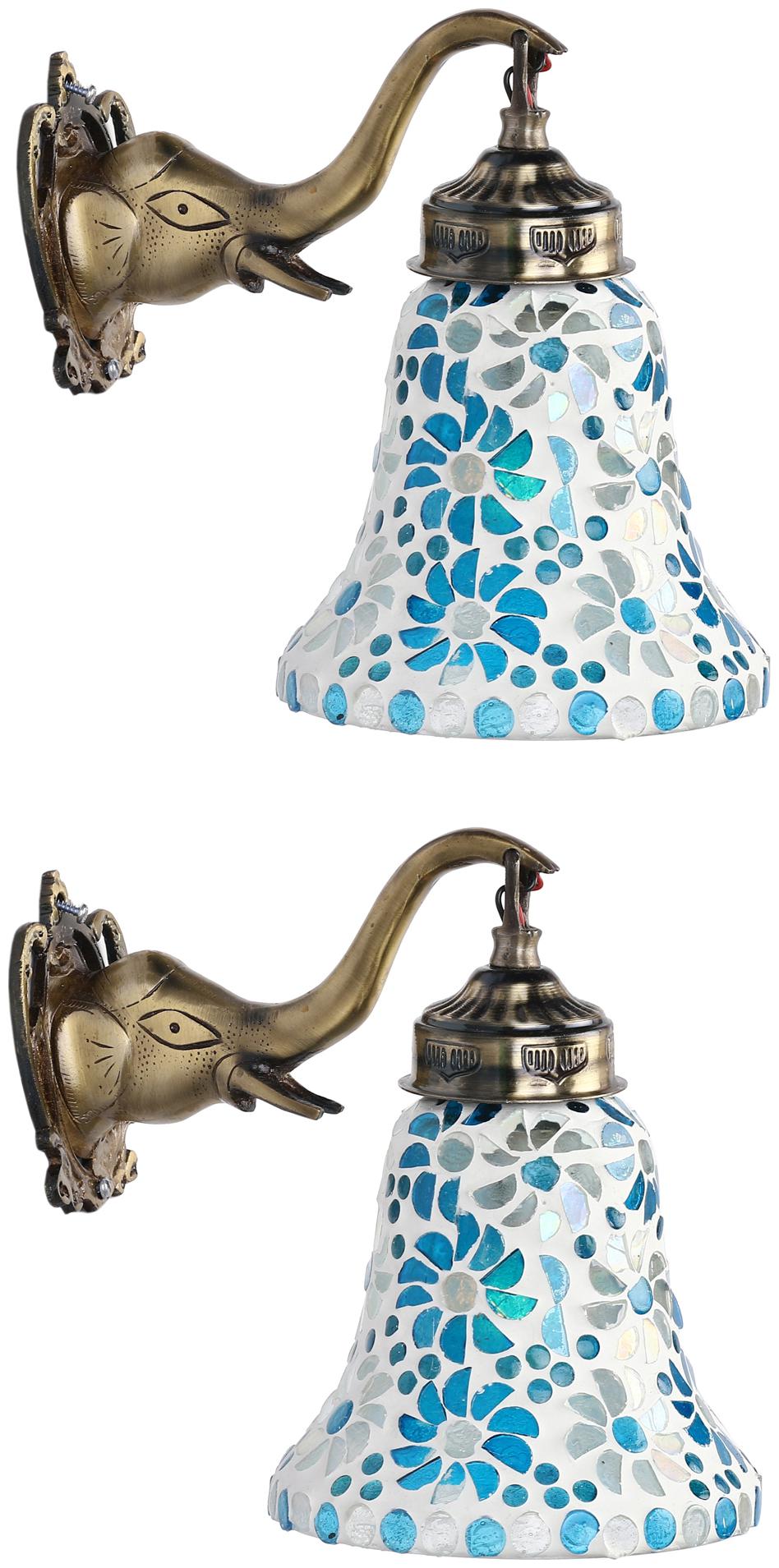 

Somil New Stylish Hand Decorative Colorful Glass Wall Lamp Light With Elephant Shape Fitting ( Set Of Two )EW-eL73