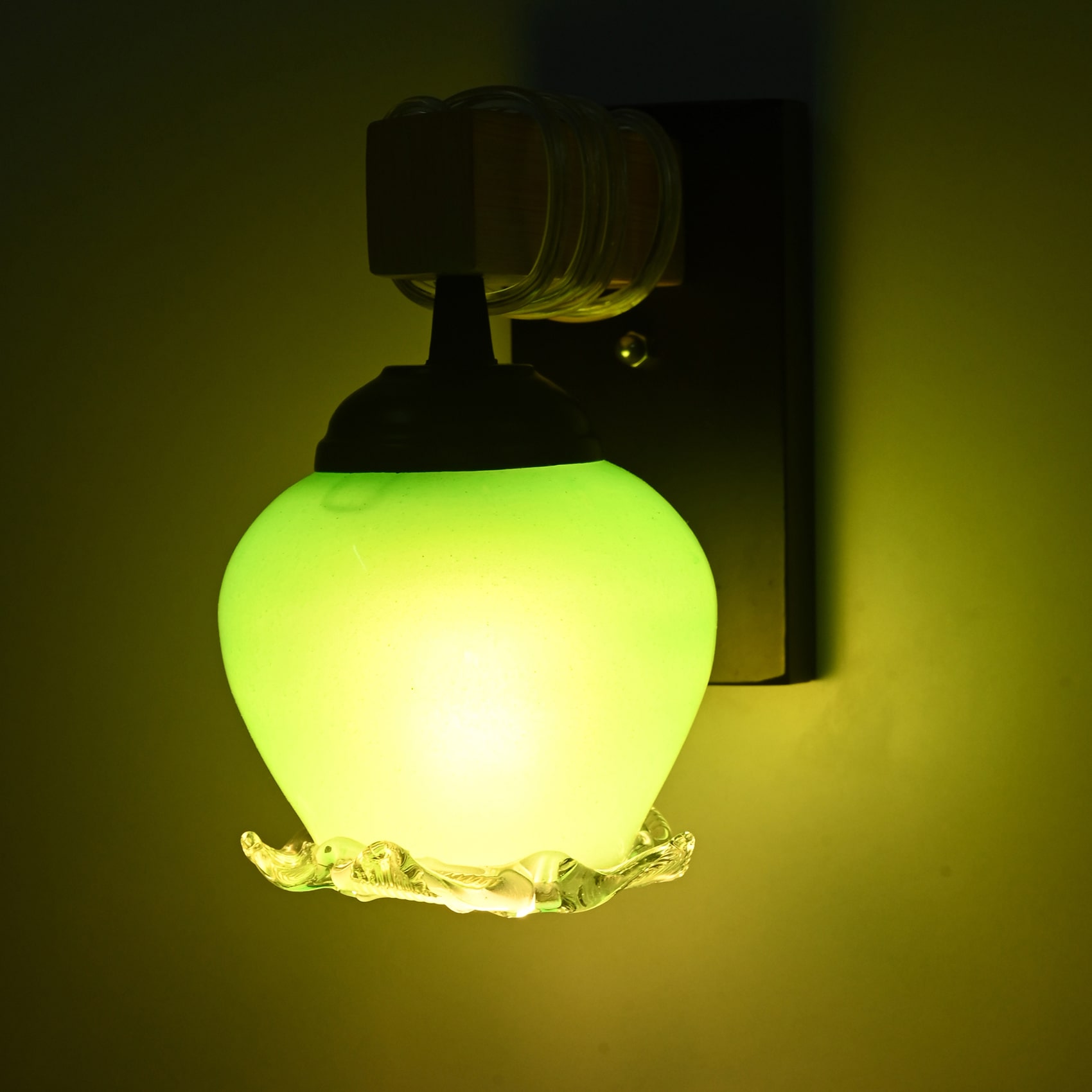 

Somil Pendant Wall Lamp Light Of Stylish Trendy Wood Fitting and Colourful Glass Shade LED Compatible