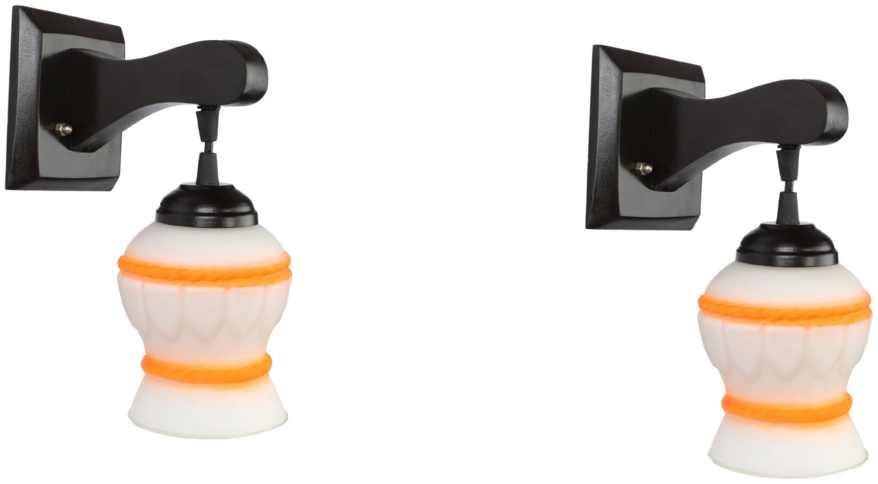 

Somil Pendant Decorative LED Wall Lamp Light 7 Watt Glass Wood Orange Set Of 2