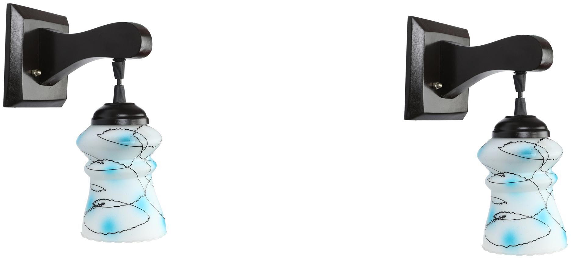 

Somil Pendant Decorative LED Wall Lamp Light 7 Watt Glass Wood Blue Set Of 2