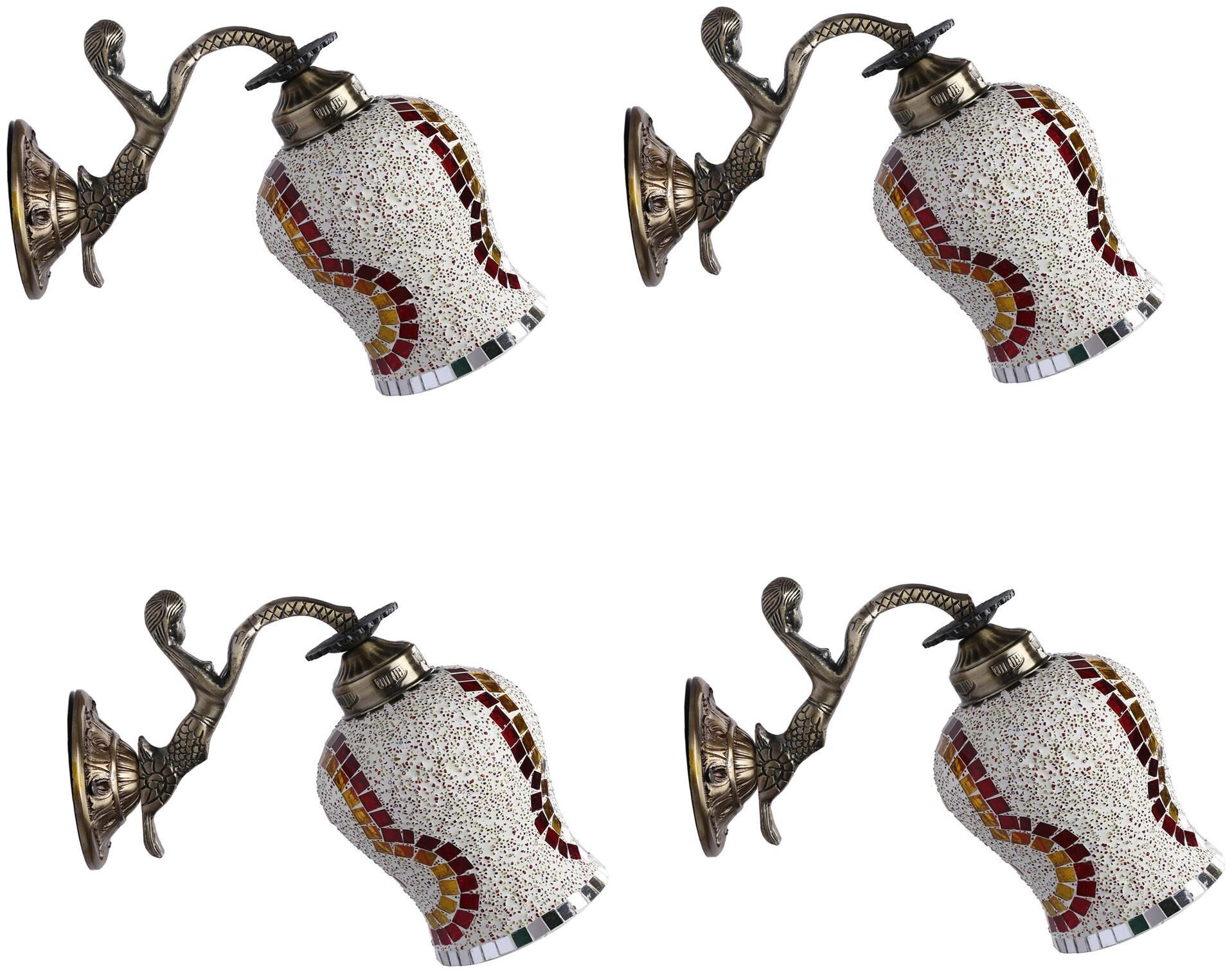

Somil Sconce Wall Lamp Light With Fairy Fitting And Decorated Colorful Shade Metal Glass-Set of 4