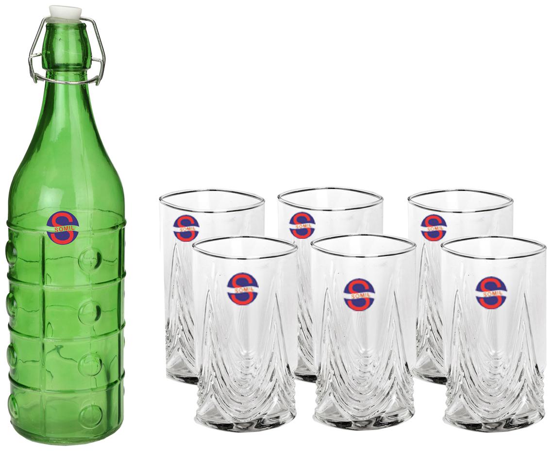 

Somil Glass Green Water Bottle ( 1000 ml Set of 7 )