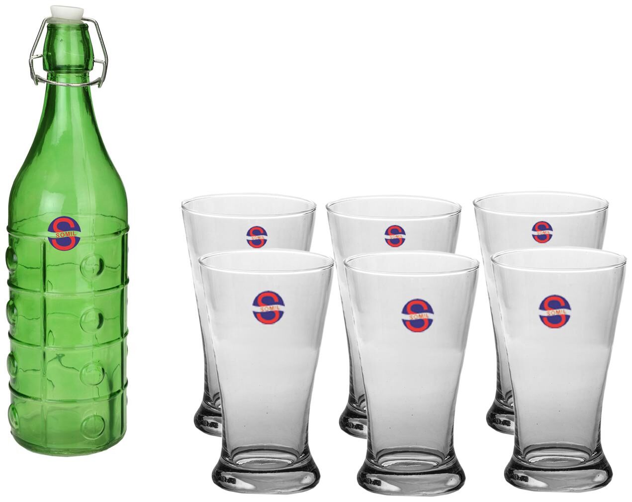 

Somil Glass Green Water Bottle ( 1000 ml Set of 7 )