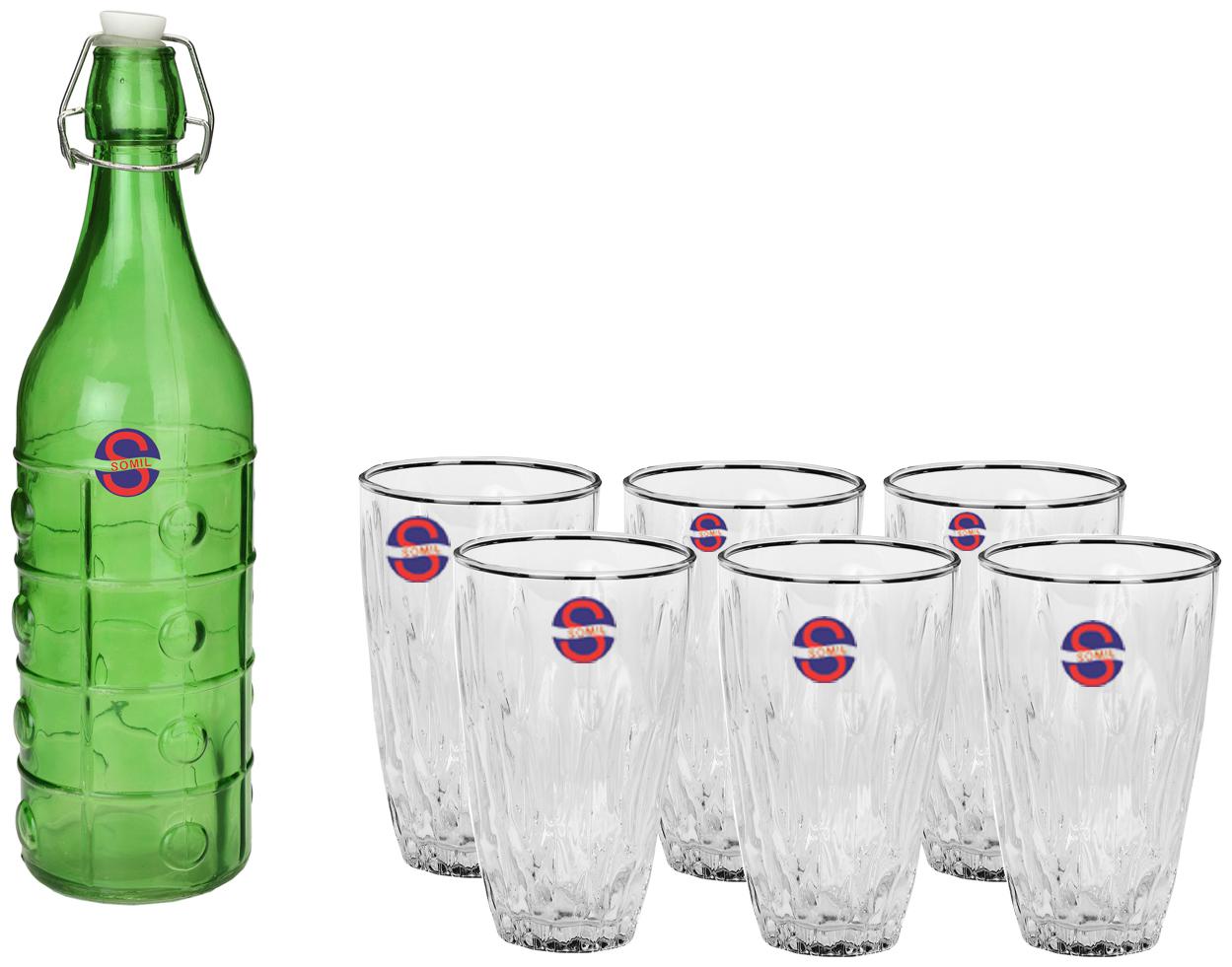 

Somil Glass Green Water Bottle ( 1000 ml Set of 7 )