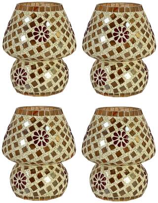 Somil Shining Multicolor Hand Decorative With Colorful Beads & Chips Glass Table Lamp (Set Of 4)