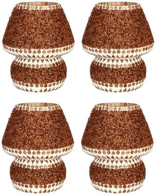 Somil Shining Multicolor Hand Decorative With Colorful Beads & Chips Glass Table Lamp (Set Of 4)