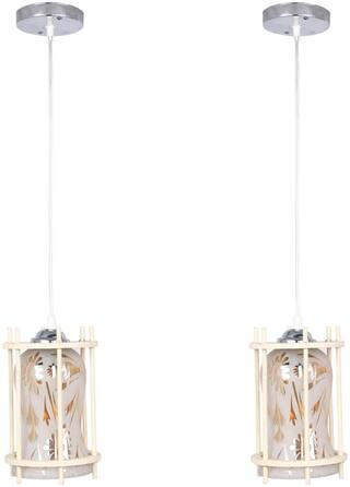 Somil styles Pendant Hanging Ceiling Lamp Light With styles Wooden Box & All Fitting (Set Of Two) -Wd43