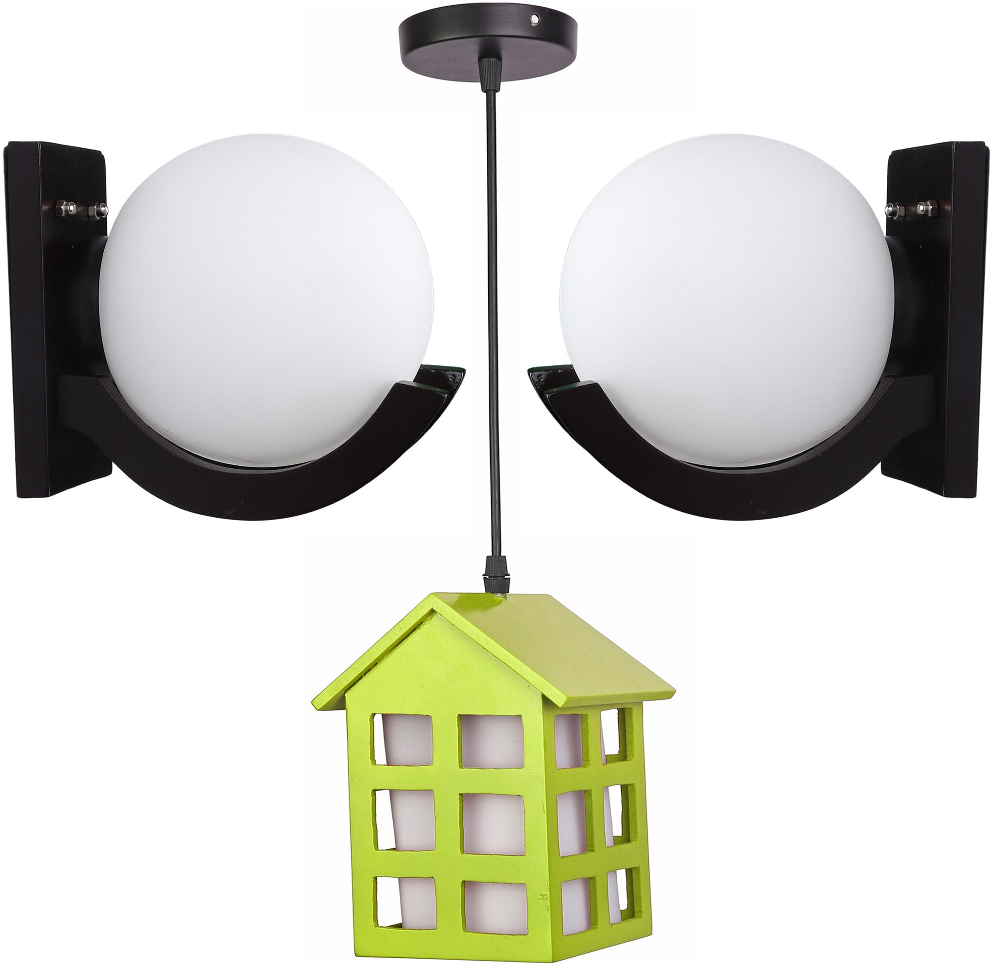 

Somil Stylish combo Of 2 Decorative Wall Lamps With 1 Hut Shape Ceiling Lamp