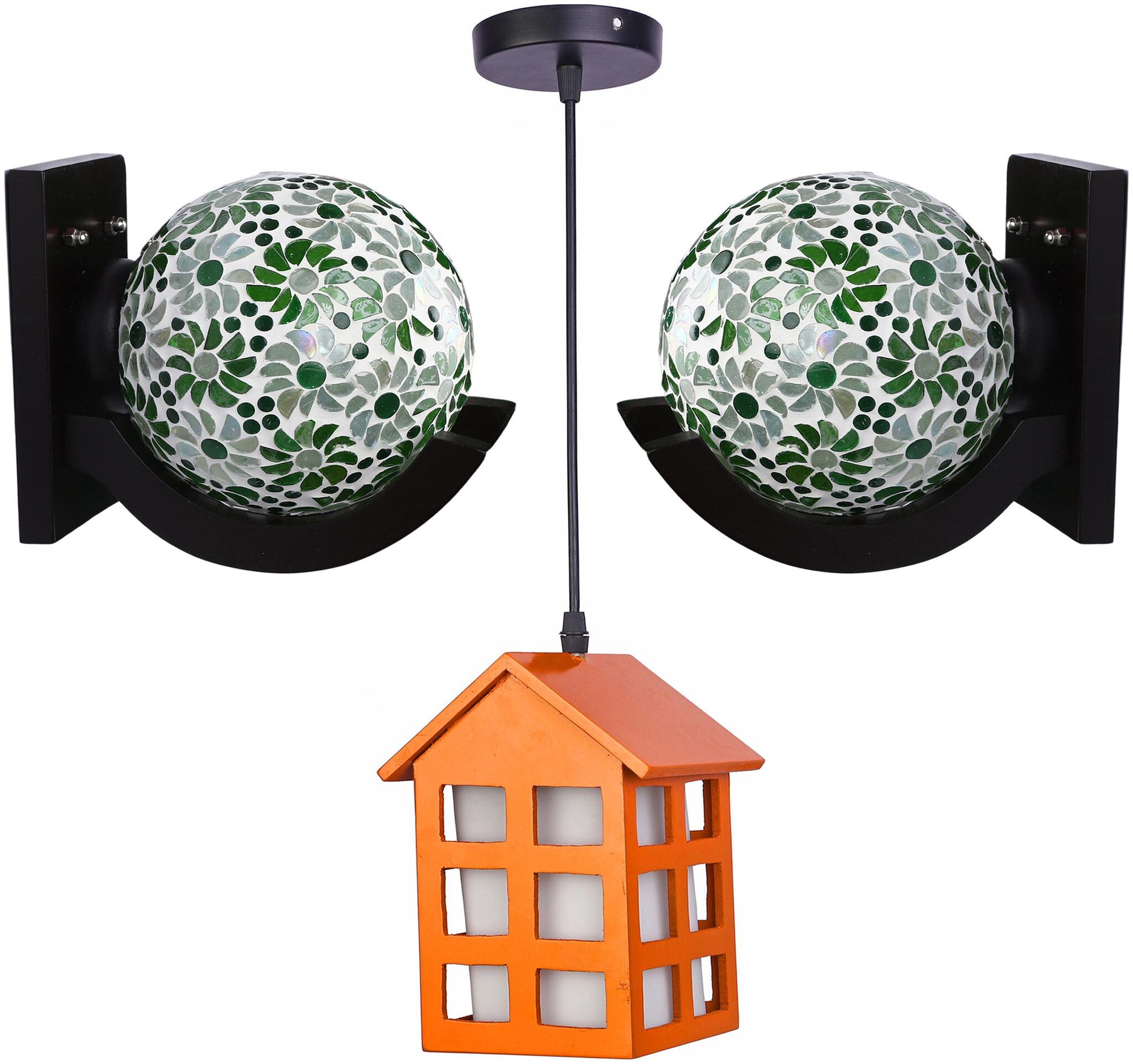 

Somil Stylish combo Of 2 Decorative Wall Lamp With 1 Hut Shape Ceiling Lamp