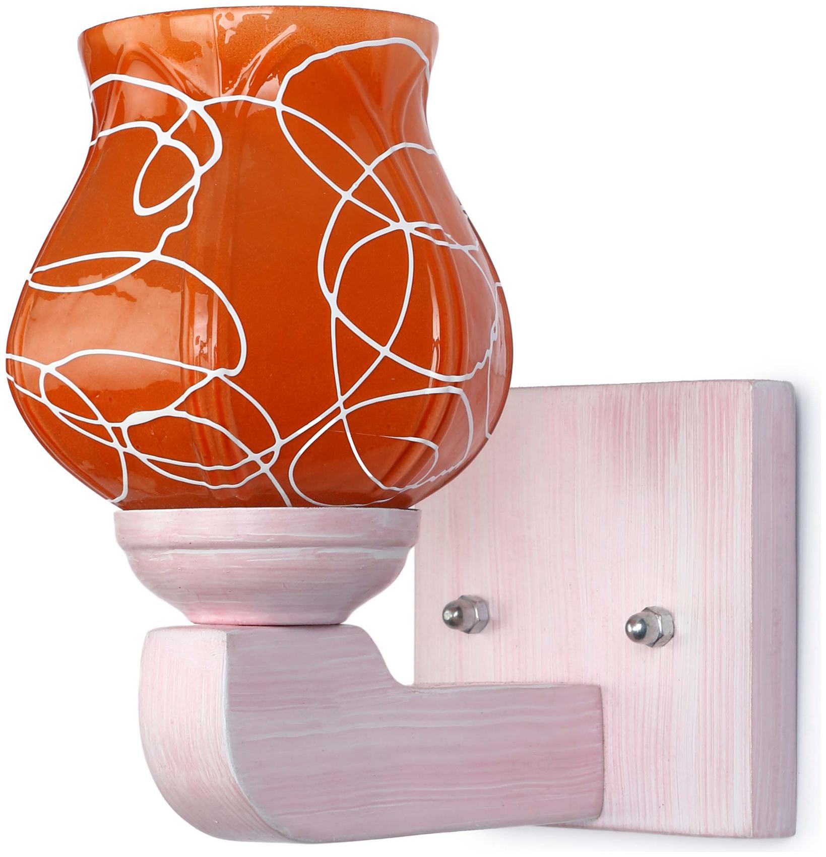 

Somil Stylish Shape LED Sconce Glass Wall Lamp Light With Trendy Pink Wood Fitting 7 W With All Fixture