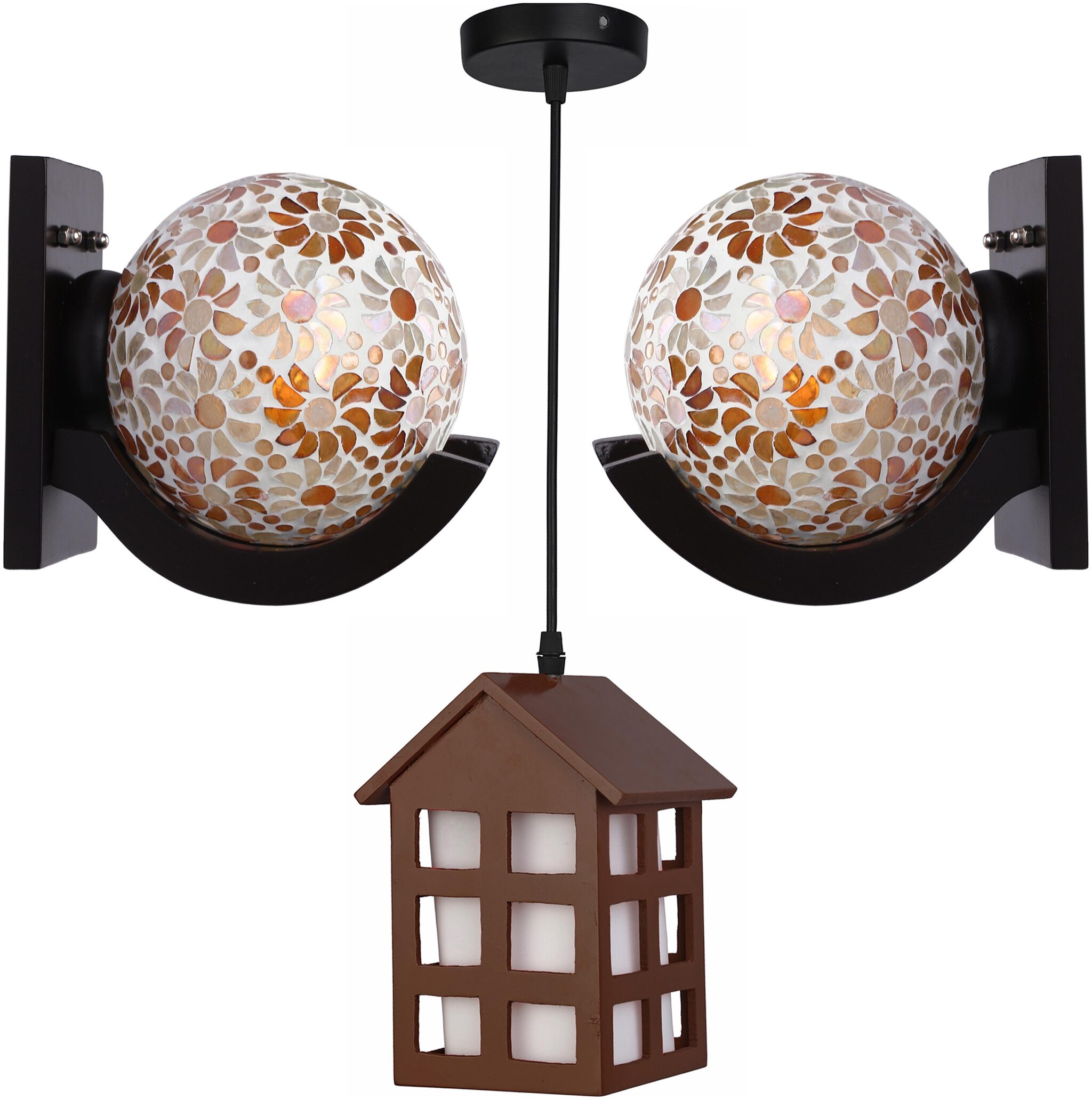 

Somil Stylish combo Of 2 Decorative Wall Lamp With 1 Hut Shape Ceiling Lamp