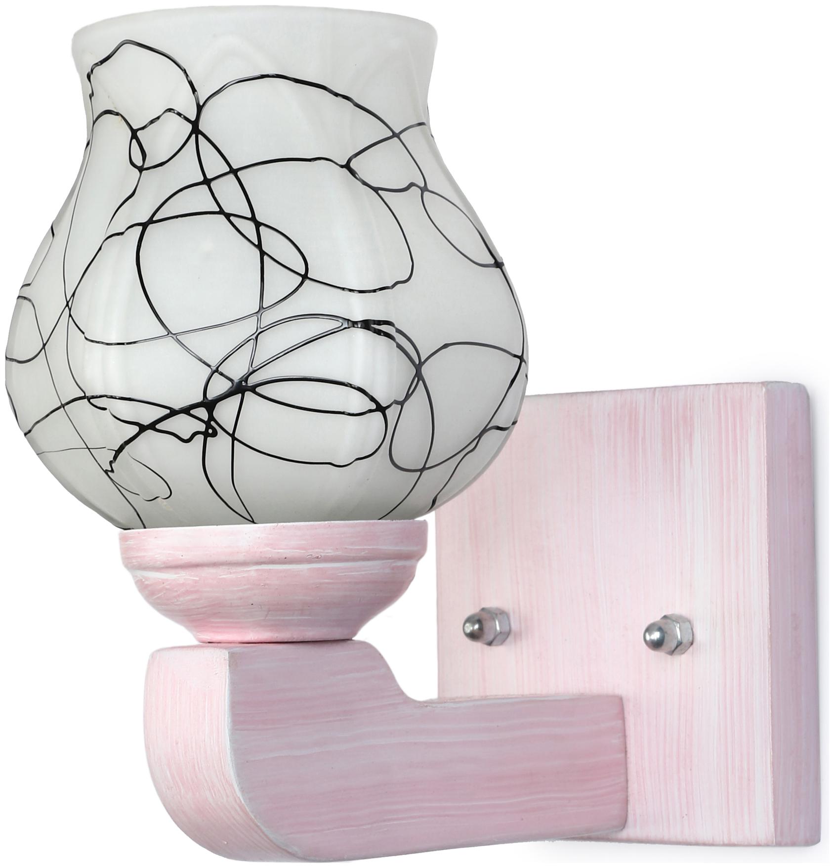 

Somil Stylish Shape LED Sconce Glass Wall Lamp Light With Trendy Pink Wood Fitting 7 Watt With All Fixture