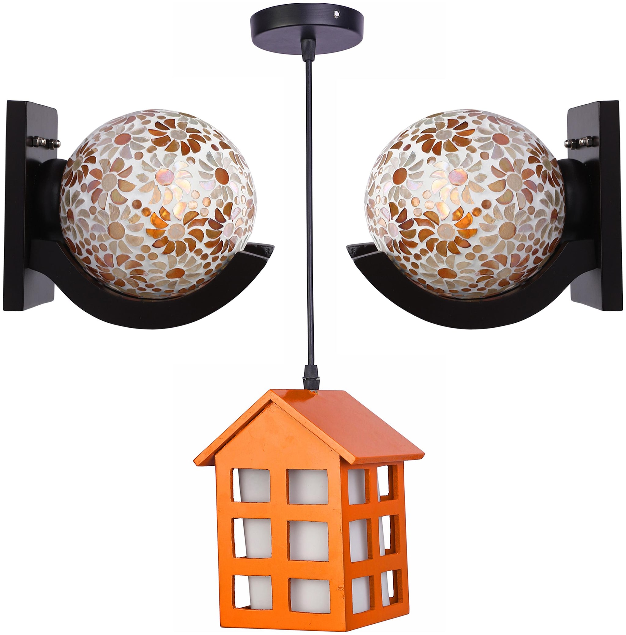 

Somil Stylish combo Of 2 Decorative Wall Lamp With 1 Hut Shape Ceiling Lamp