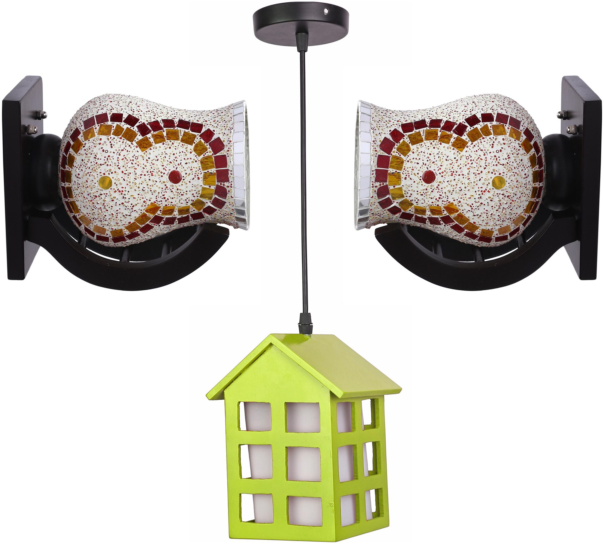 

Somil Stylish combo Of 2 Decorative Wall Lamp With 1 Hut Shape Ceiling Lamp