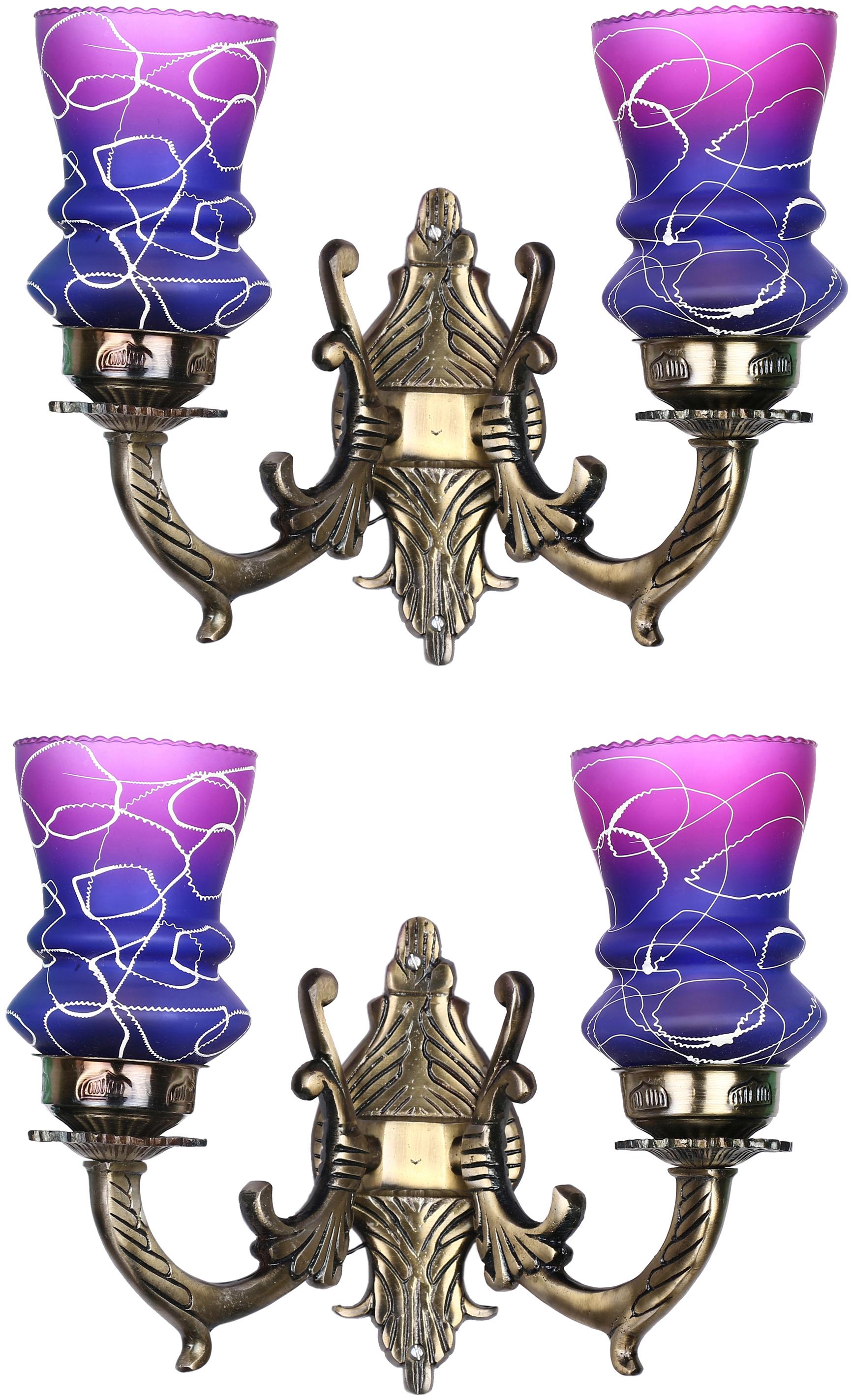 

Somil Stylish Twins Wall Lamp Light With Hand Decorative Colorful Glass Royal Metal Fitting for Magical Light Effect (Set Of Two)