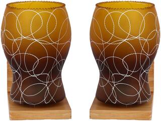 Somil Trandy Design Stylish Glass Wall Lamp Light With Unique Wooden Fitting And All Fitting & Fixture (Set Of 2)
