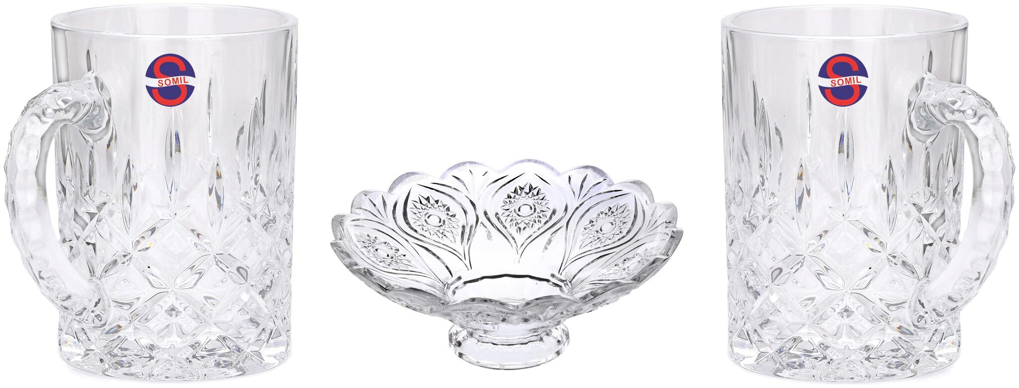 

Somil Transparent Beer Somil Combo Set Of 2 Transparent Beer Glass 1 Snack Plate