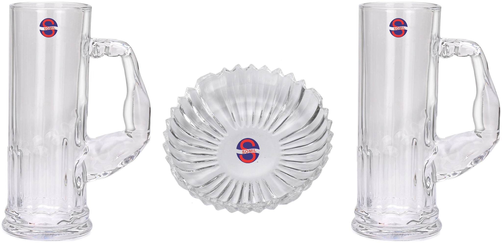

Somil Transparent Beer Somil Combo Set Of 2 Transparent Beer Glass 1 Snack Plate