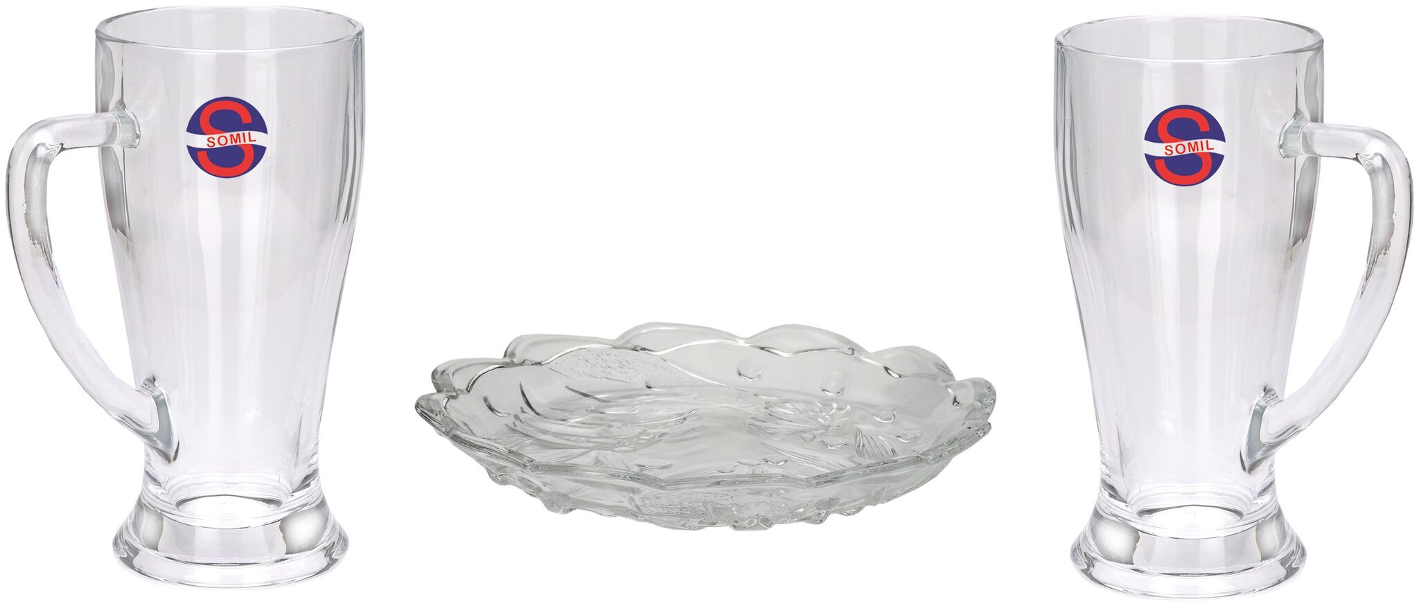 

Somil Transparent Beer Somil Combo Set Of 2 Transparent Beer Glass 1 Snack Plate