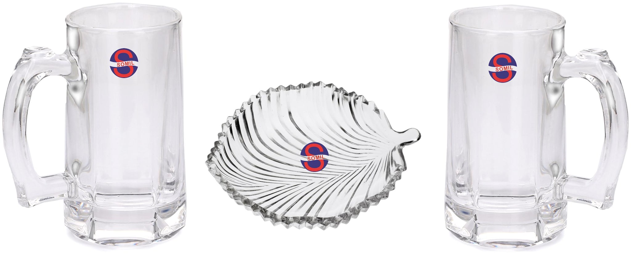 

Somil Transparent Beer Somil Combo Set Of 2 Transparent Beer Glass 1 Snack Plate