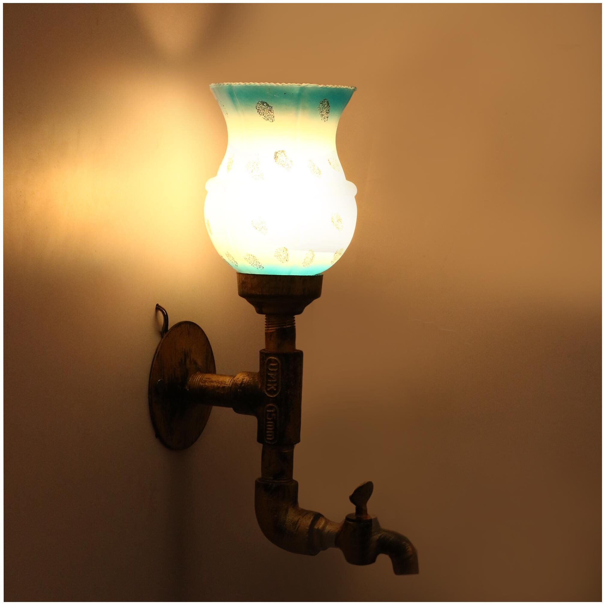 

Somil Vintage Tap Shape Wall Lamp Light Colorful Decorative Glass Shade