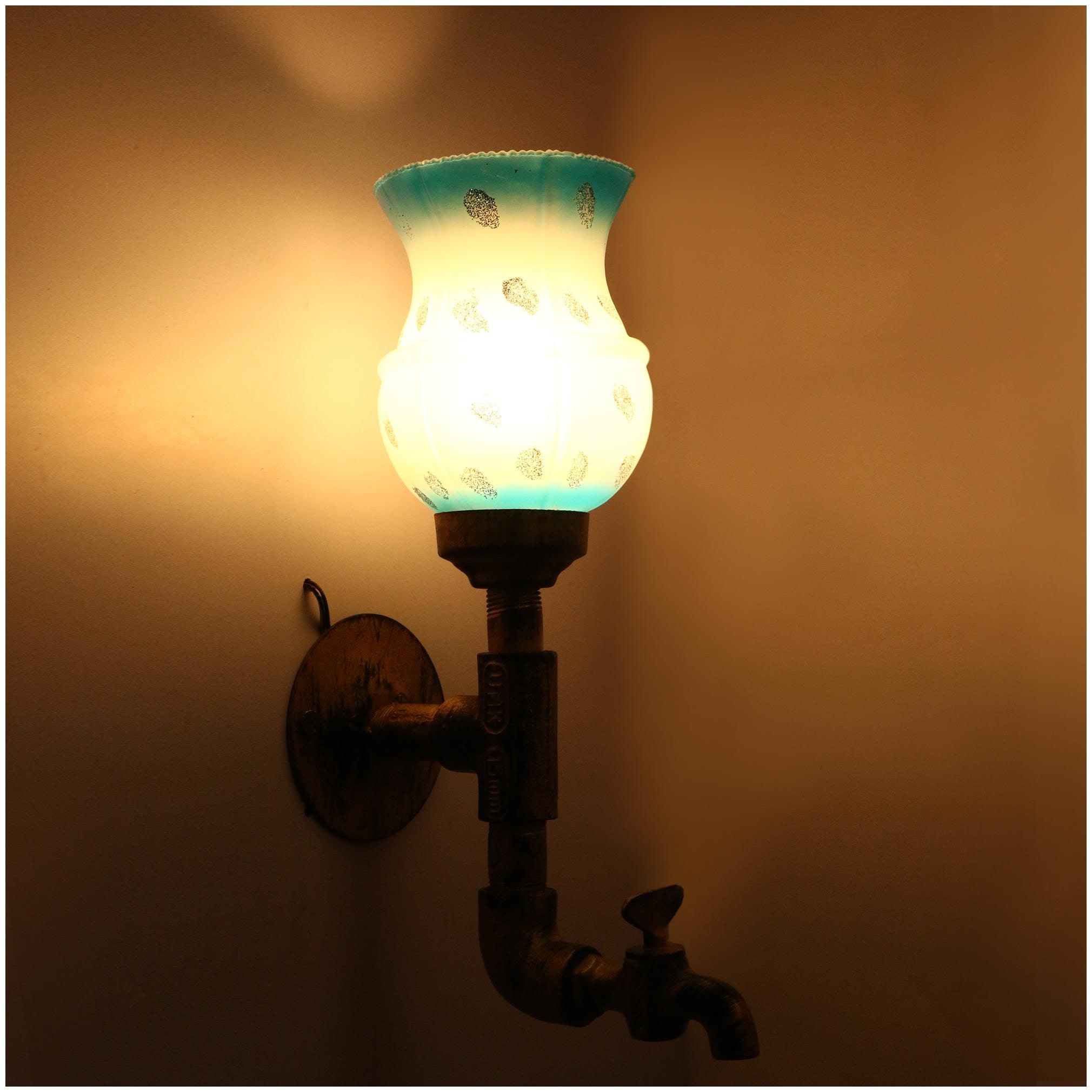 

Somil Vintage Tap Shape Wall Lamp Light Colorful Decorative Glass Shade