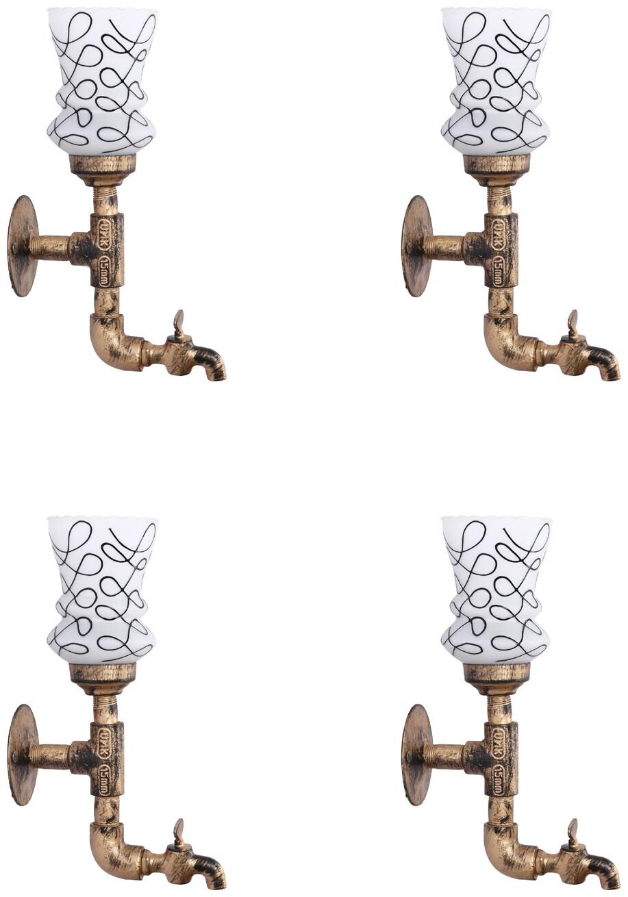 

Somil Vintage Tap Wall Lamp Light Colorful Decorative Glass Shade (Set of 4)