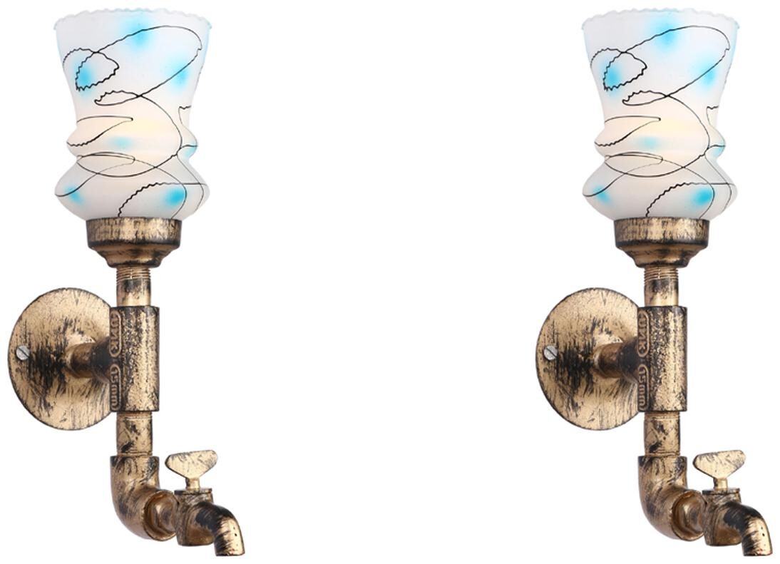 

Somil Vintage Tap Wall Lamp Light Colorful Decorative Glass Shade-Set of 2