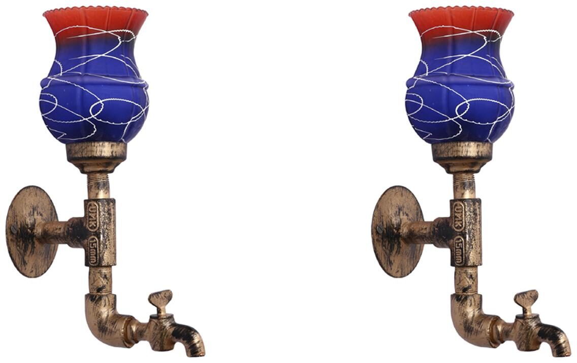 

Somil Vintage Tap Wall Lamp Light Colorful Decorative Glass Shade-Set of 2