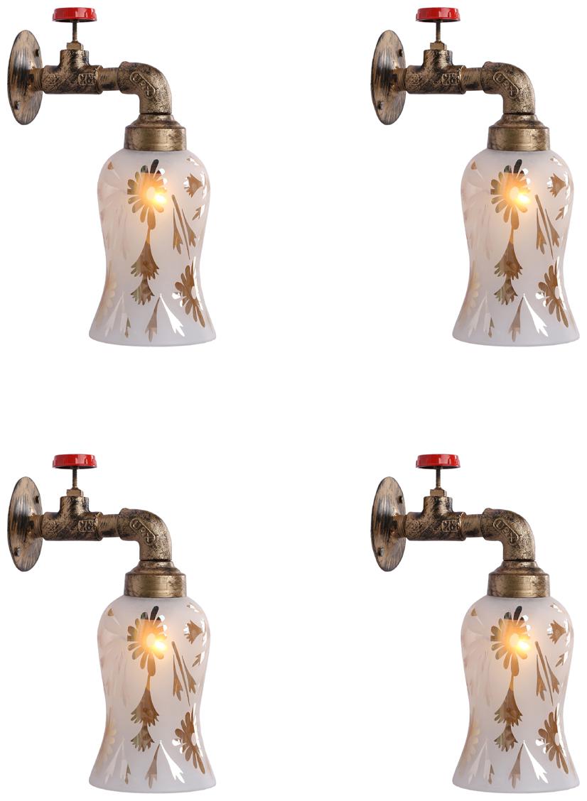 

Somil Vintage Tap Wall Lamp Light Colorful Decorative Glass Shade (Set of 4)