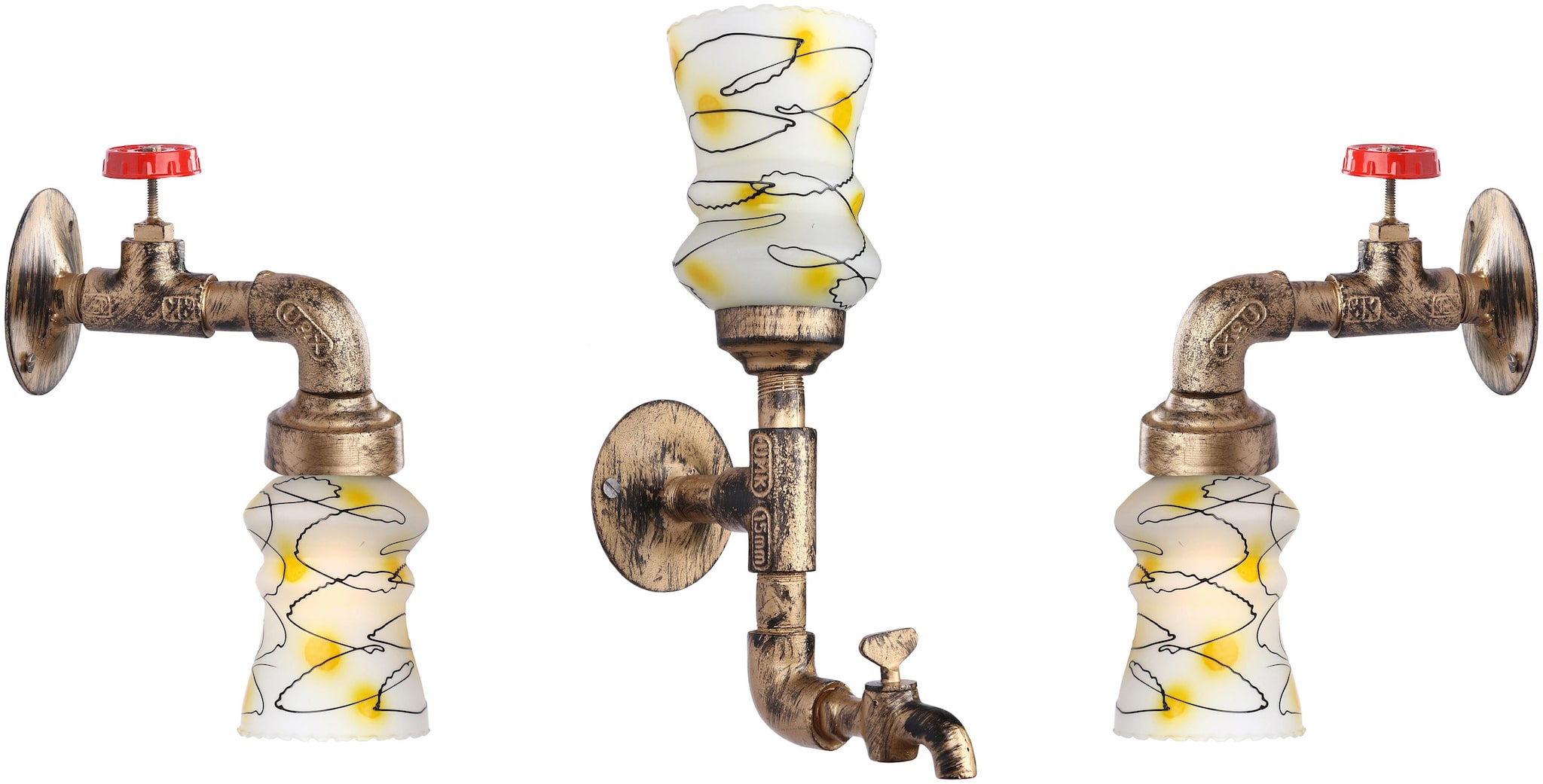 

Somil Vintage Tap Shape Combo Wall Lamp Light With Colorful Decorative Shade