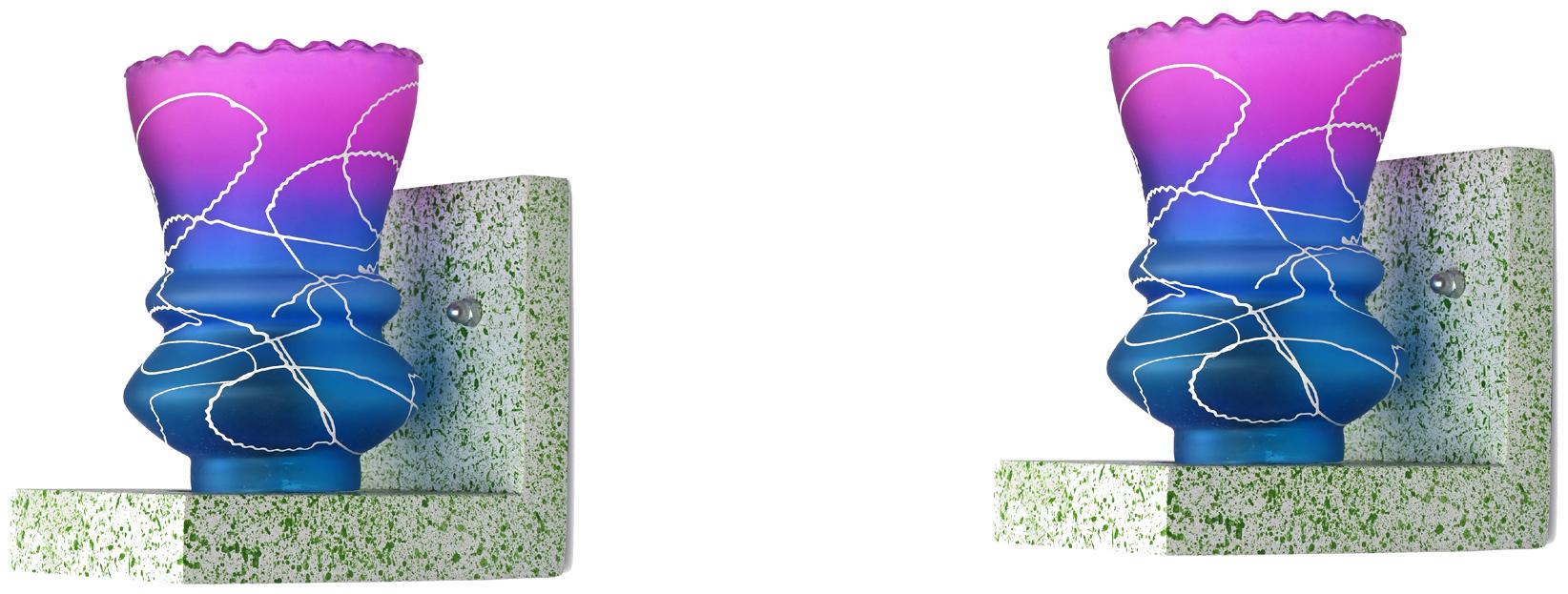 

Somil Wall Chair Sconce Decorative Light Night Lamp Of Green Stylish Wood And Colourful Glass Shade LED Compatible Set of 2 -Y30