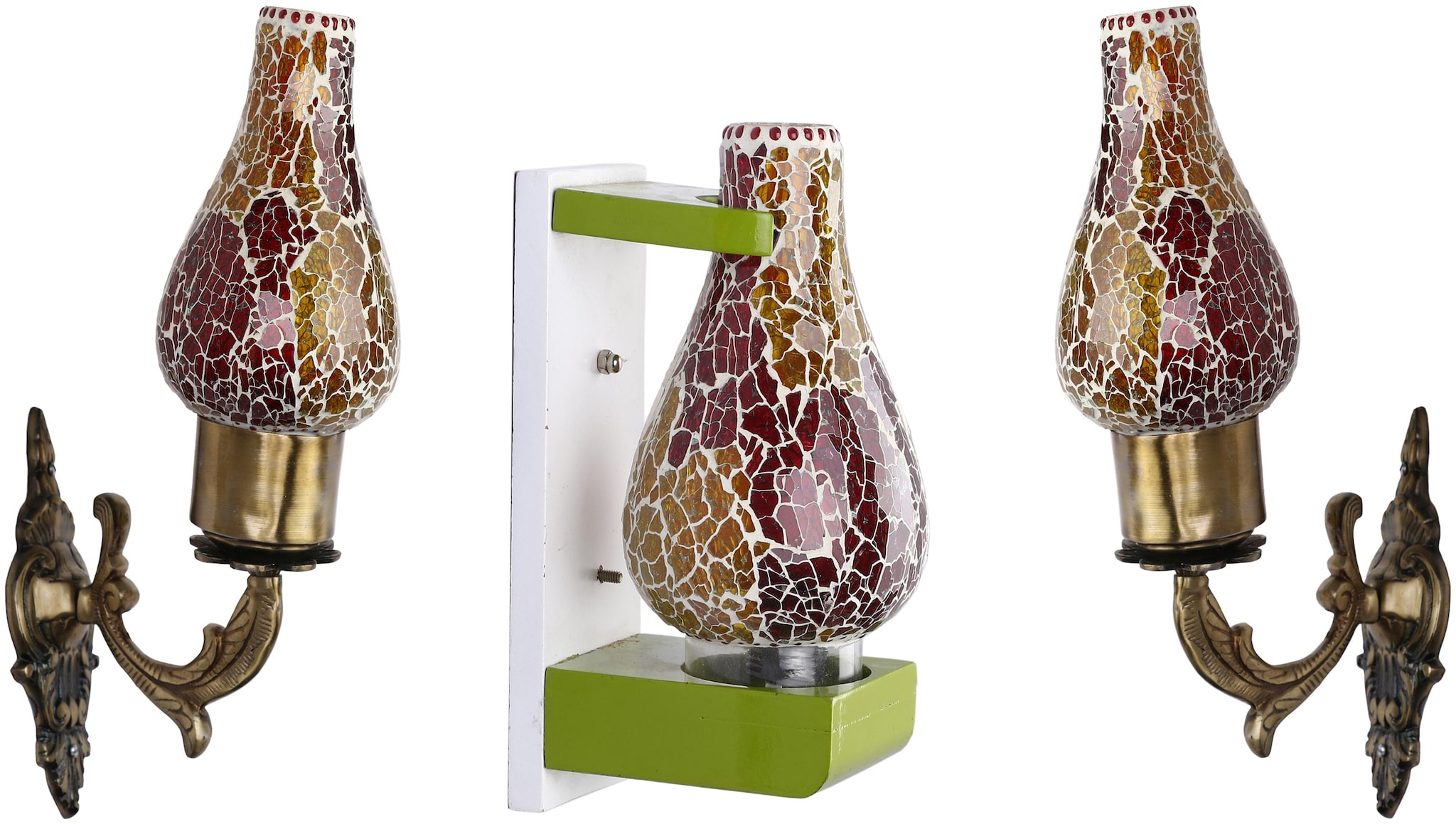 

Somil Wall Lamp Light With Designer Wood And Metal Fitting And Decorative Colorful Glass Shade Compatible