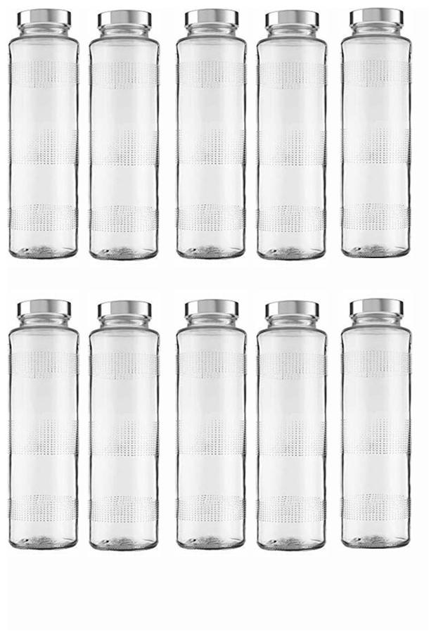 

Somil Glass Transparent Water Bottle ( 750 ml Set of 10 )