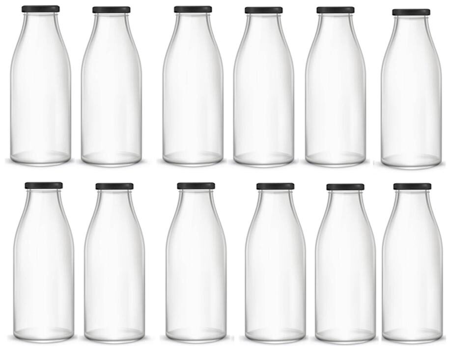 

Somil Glass Transparent Water Bottle ( 1000 ml Set of 12 )