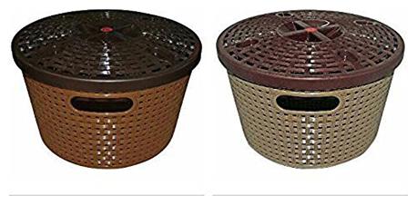 

SONICKARTS SET OF 2 Silky Round Storage Basket With Lid -MULTIPURPOSE USE(MULTI COLOR)