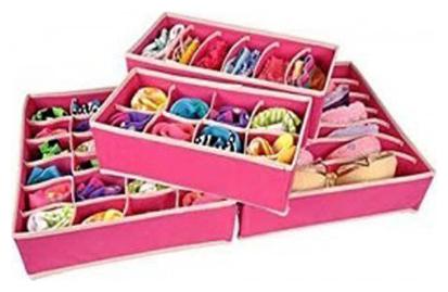 

SONICKARTS Set of 4 Foldable Storage Box type Non-Smell Drawer Organizer Closet Storage for Socks Bra Tie Scarfs - PINK