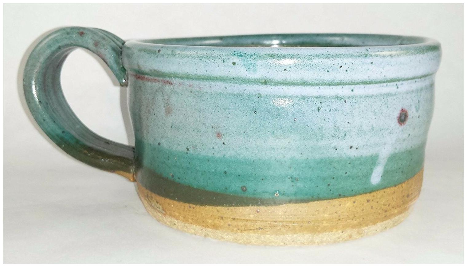 

SOUP BOWL Abstract Sand Sea Sky Vacation Thots BLUE GREEN TAN USA made of clay