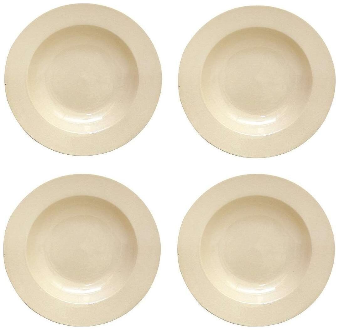 

Soup Plate 9IN Ceramic Stoneware (set of 4) in creamish white colour Handcrafted Studio Pottery by VolCraft