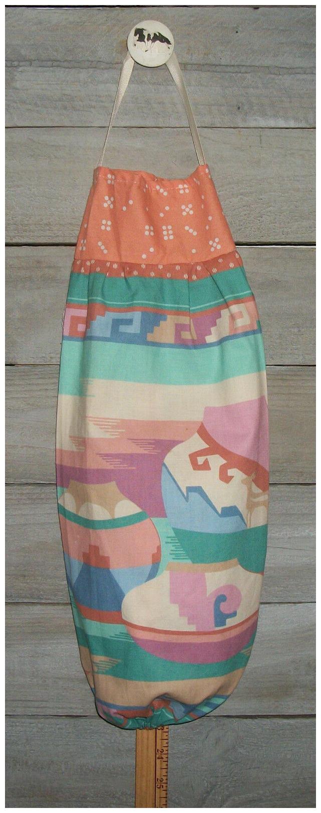 

Southwestern Clay Pottery Pastel Tones Plastic Grocery Bag Rag Sock Holder