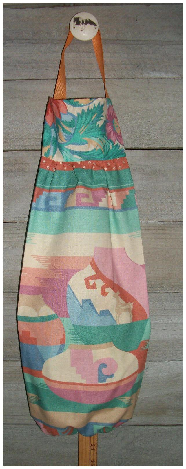 

Southwestern Clay Pottery Pastel Tones Plastic Grocery Bag Rag Sock Holder