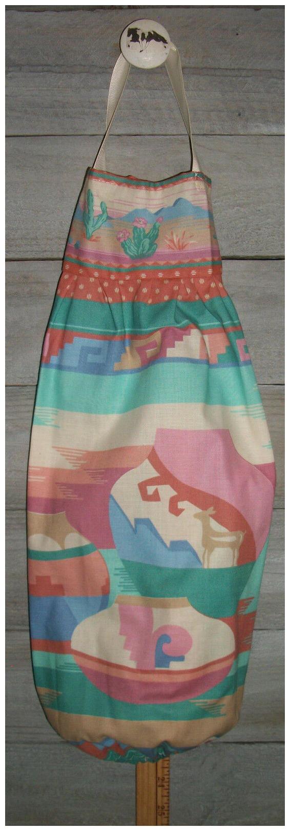 

Southwestern Clay Pottery Pastel Tones Plastic Grocery Bag Rag Sock Holder