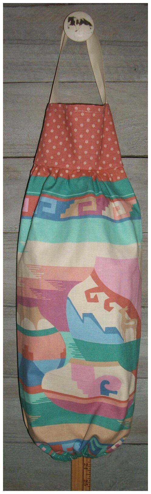 

Southwestern Clay Pottery Pastel Tones Plastic Grocery Bag Rag Sock Holder