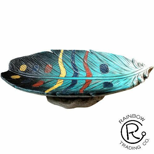 

Southwestern Feather Decorative Small Tray Trinket Dish 8x4x2 Catch All RA4117