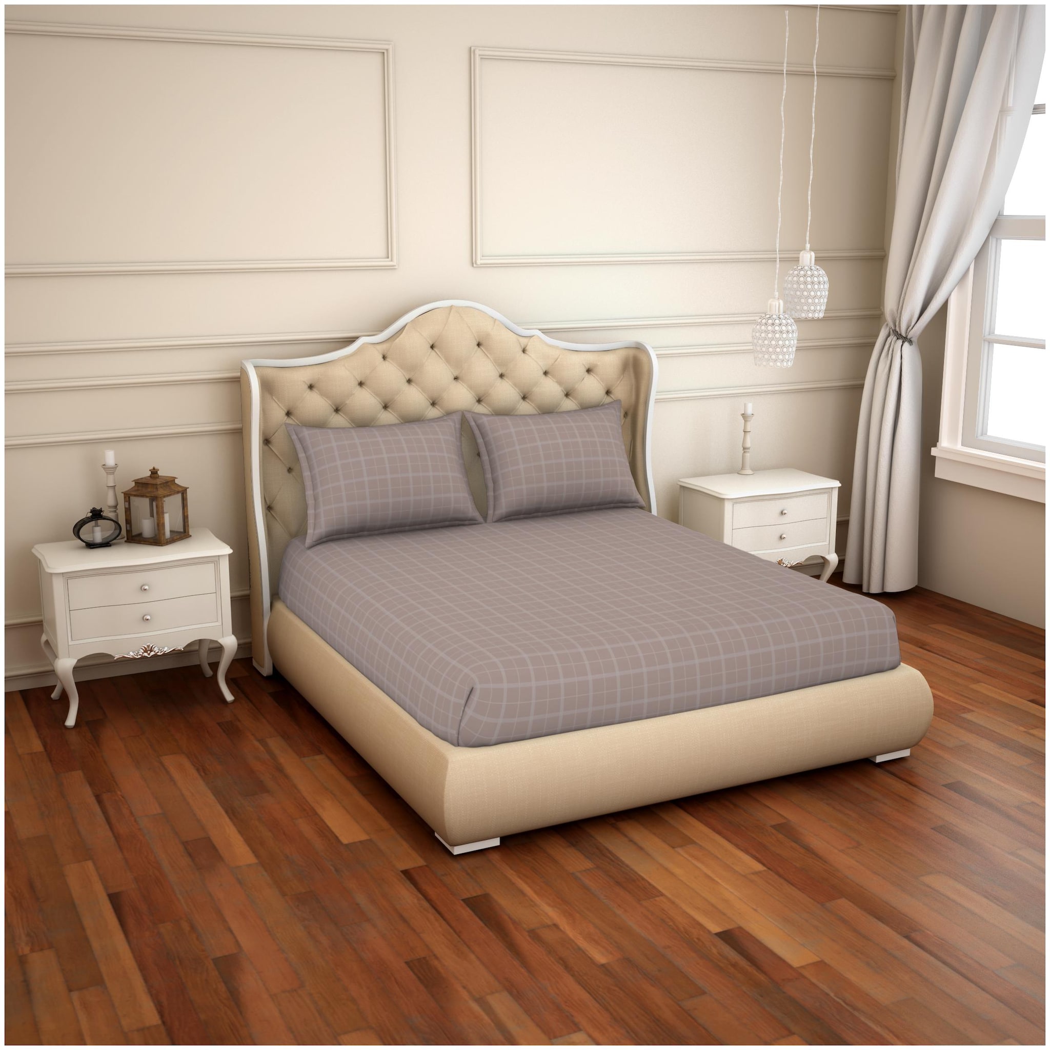 

Spaces Cotton Solid King Size Bedsheet 500 TC ( 1 Bedsheet With 2 Pillow Covers Brown )